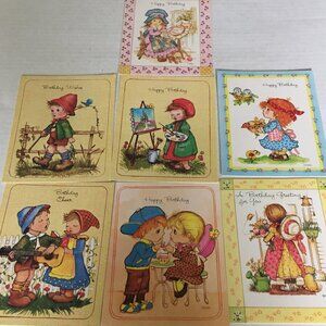Happy Birthday vintage Anneliese greeting cards little children religious quotes